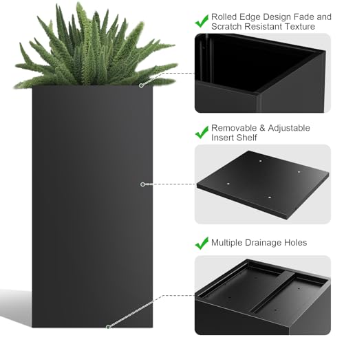 Metal Planter Box for Outdoor Plants 15" L x 15" W x 30" H 2 Pack (2 Count)