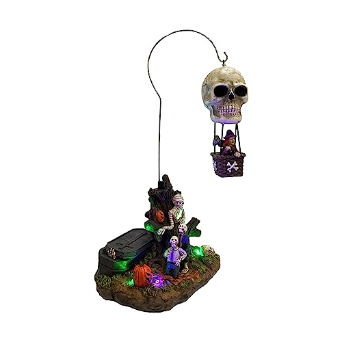 Animated Skull Balloon Ride Halloween Figurine