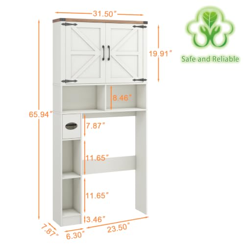 Over The Toilet Storage Cabinet with 2 Barn Doors