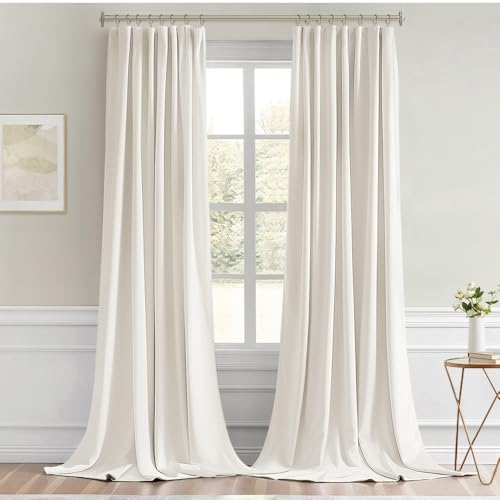 Ivory Back Tab Blackout Curtains 52x102 Inch Long 2 Panels Set (2 Count)