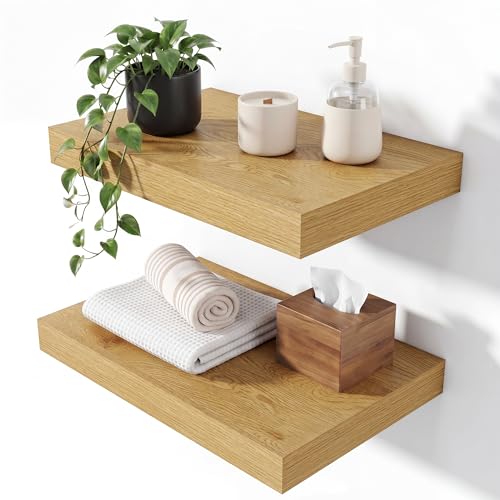 Floating Shelves 15.7" W x 10.3" D Oak Set of 2 (2 Count)