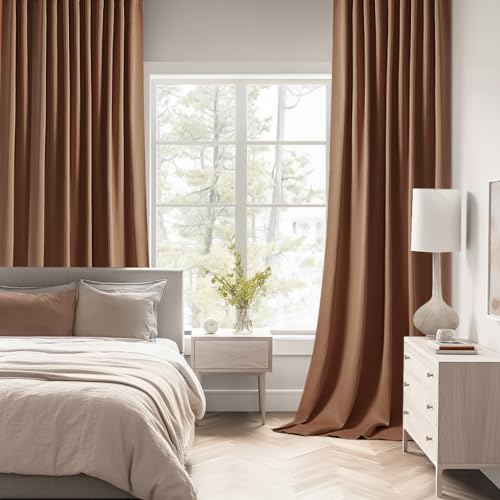 Cappuccino Brown Back Tab Blackout Curtains 52x120 Inch 2 Panels Set (2 Count)