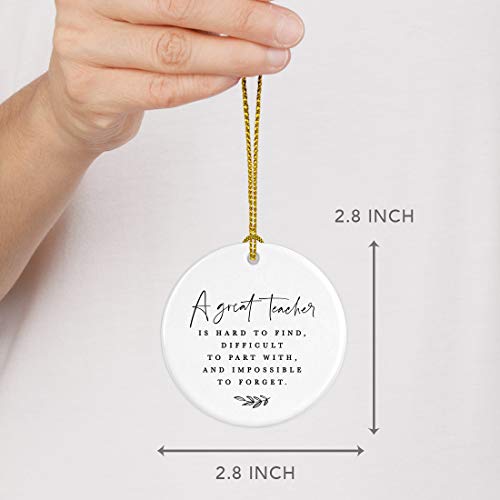 Round Ceramic Porcelain Christmas Tree Ornament for Teacher Thank You Appreciation Graduation Gift