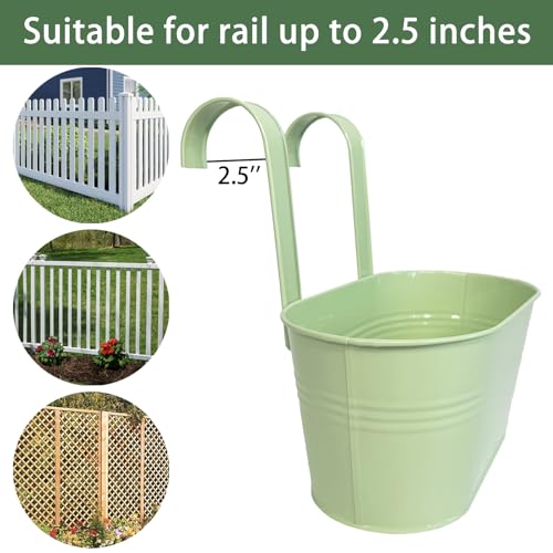 2 Pack 10" Balcony Hanging Metal Fence Planters Flower Pots (2 Count)