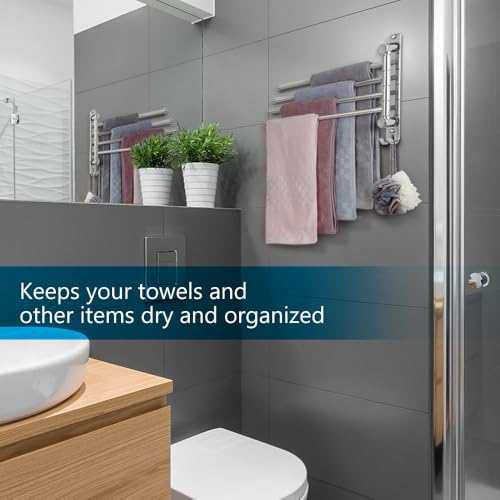 Bathroom Towel Rack JSVER Swivel 4 Arms Extended Towel Holder