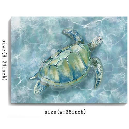 Canvas Wall Art for Bedroom Sea Turtle Wall Decor Pictures for Wall Blue Artwork Pictures Green Turtle Wall Decorations for Bathroom Bedroom Home Office 24 x 36 inches