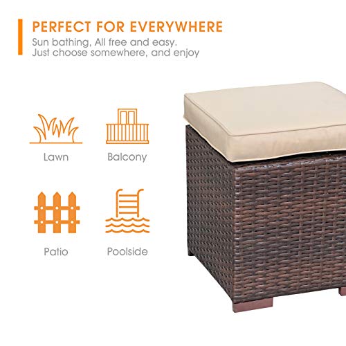 2 Pieces Assembled Outdoor Patio Ottoman