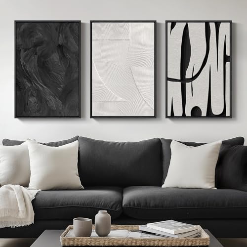 Framed Black and White Modern Abstract Wall Art set (3 Count)