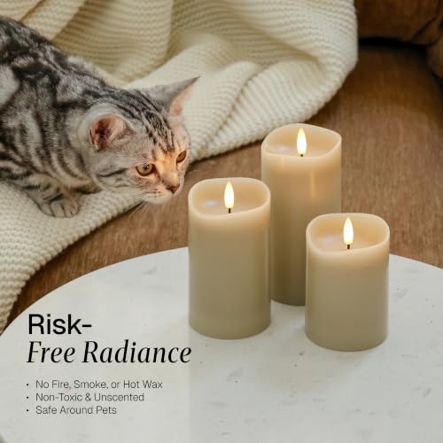 Beige LED Real Wax Flameless Battery (3 Count)