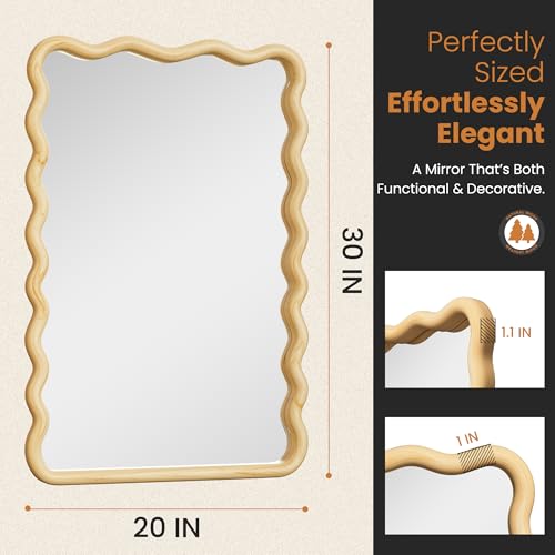 Wavy Wood Bathroom Vanity Mirror