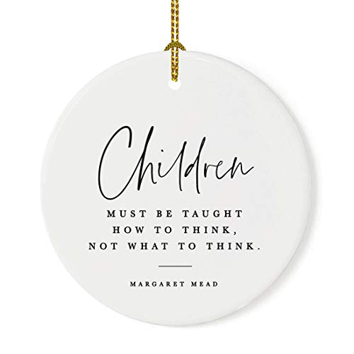 Round Ceramic Porcelain Christmas Tree Ornament for Teacher Thank You Appreciation Graduation Gift