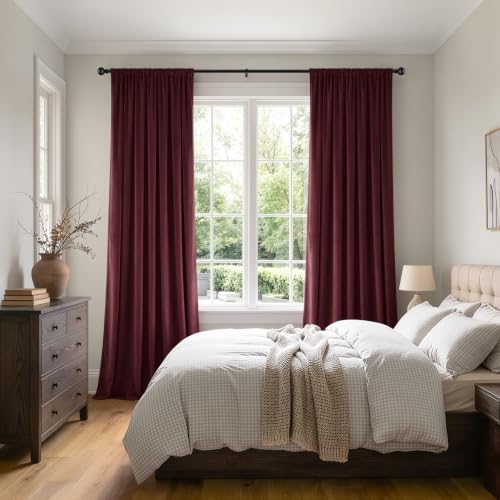 Ruby Red Blackout Velvet Curtains Drapes 84 Inch Long 52"x84" (2 Count)