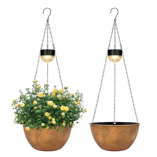 2 Pack Solar Hanging Planters for Plants Outdoor (2 Count)