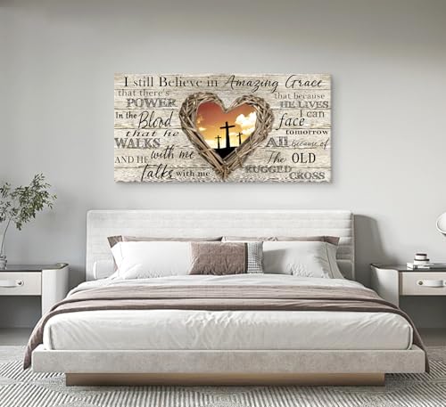 Amazing Grace Christian Wall Art Canvas Cross Decor