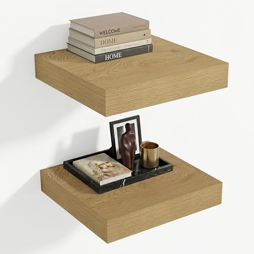 12 x 12 Deep Floating Shelves Wall Mounted Set of 2 Oak (2 Count)
