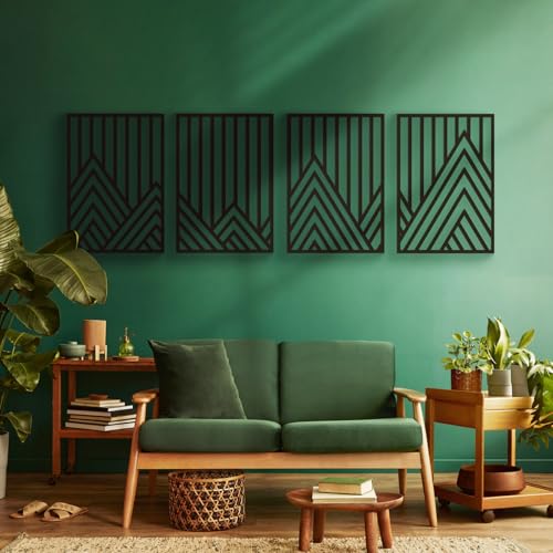4 Pack Black Abstract Metal Wall Art (4 Count)