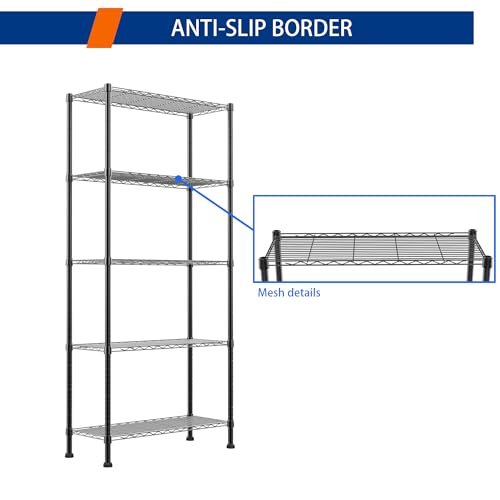 5 Wire Shelving Metal Storage Rack Adjustable Shelves