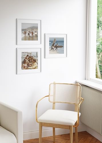 16x16 White Metal Picture Frames Matted to 12x12 (3 Count)