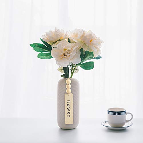 20Pcs Wooden Tags for Crafts with Holes and 50pcs DIY Wood Craft Beads for Wooden Blank Hanging Tags Ornaments with Ropes Wedding Birthday Party Decoration (72 Count)
