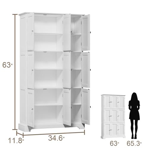 63.2" Tall Bathroom Storage Cabinet with 9 Doors