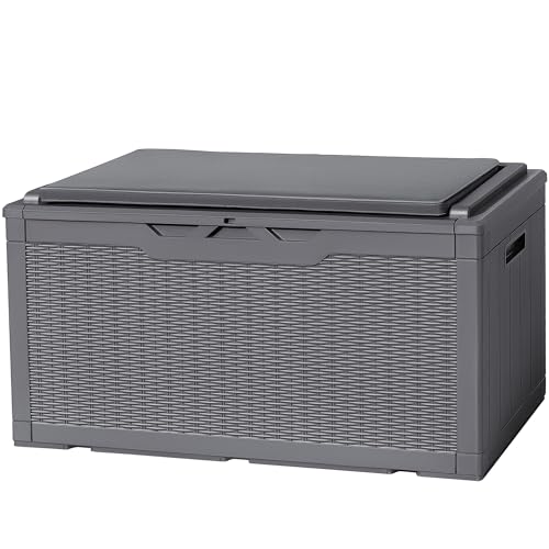 Deck Box 98 Gallon Waterproof Resin Storage Box with Cushion