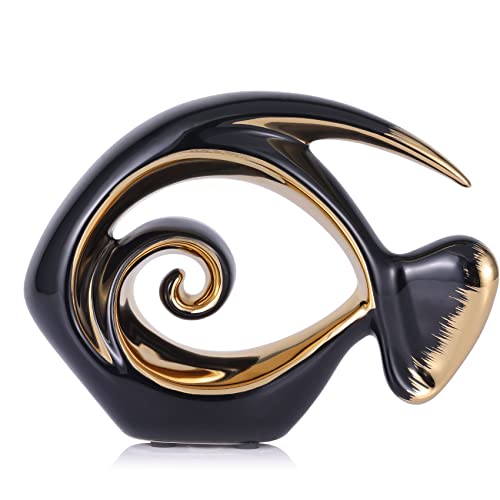 Black Gold Ceramic Fish Figurines