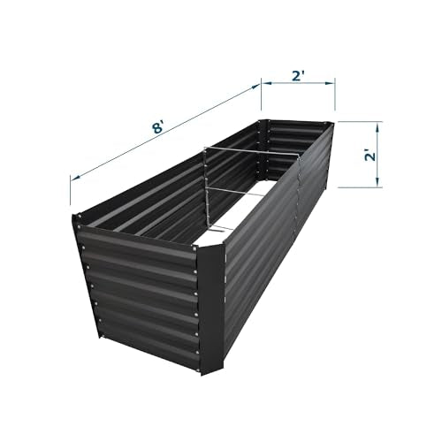 8x2x2FT Black Metal Raised Garden Bed Kit