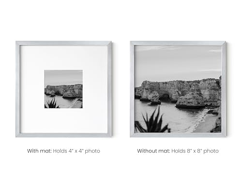 8x8 Silver Metal Picture Frames Matted to 4x4