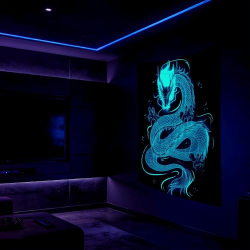 Blacklight Dragon Tapestry Wall Hanging 80"x60"