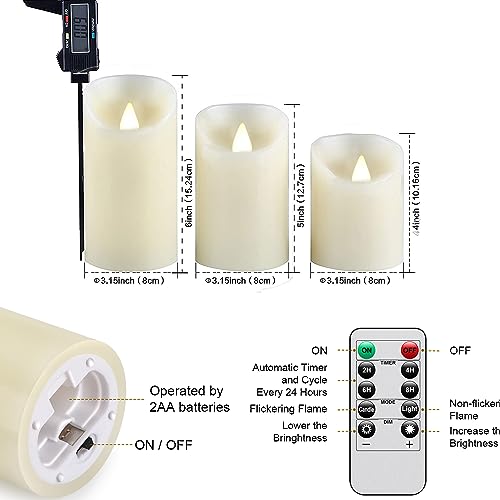 Flameless Battery Operated LED Candles 10key Remote Control 24 (3 Count)