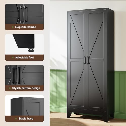 75" H Metal Storage Cabinet with 2 Doors and 4 Shelves