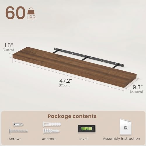 Floating Shelves 9 inch Deep 48”Long Set of 2 (2 Count)