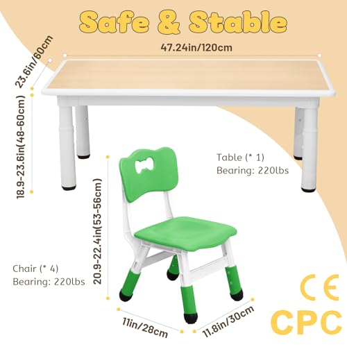 Kids Table and 4 Chairs Set for Ages 3