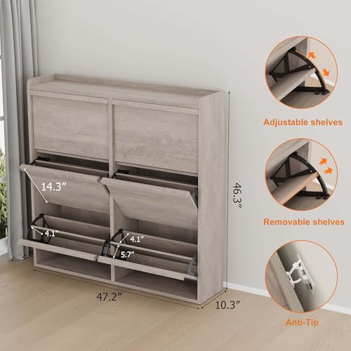 Shoe Cabinet with 6 Flip Drawers