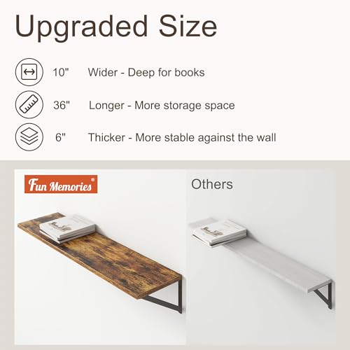 36"W x 10"D Floating Shelves