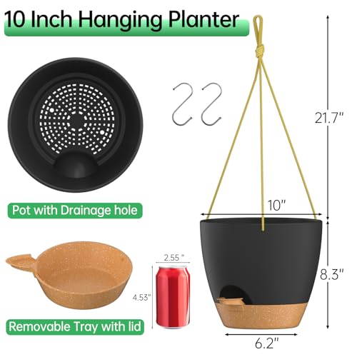 10 Inch Hanging Planters for Indoor Outdoor Plants (2 Count)