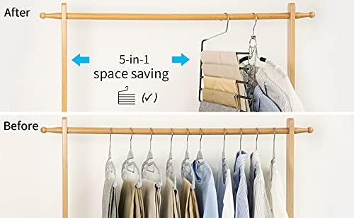 Nature Smile Pants Hangers 3pack, Heavy Duty Multi Layers Space Saving Slack Hangers,Non Slip 5 Tier Open-Ended Pants Hanger Closet Storage Organizer for Garden Flags Trousers Jeans Scarf - NestledHome