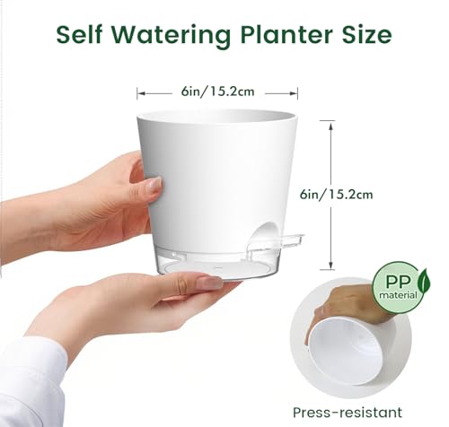 6 inch Self Watering Pots for Indoor Outdoor Plants (6 Count)