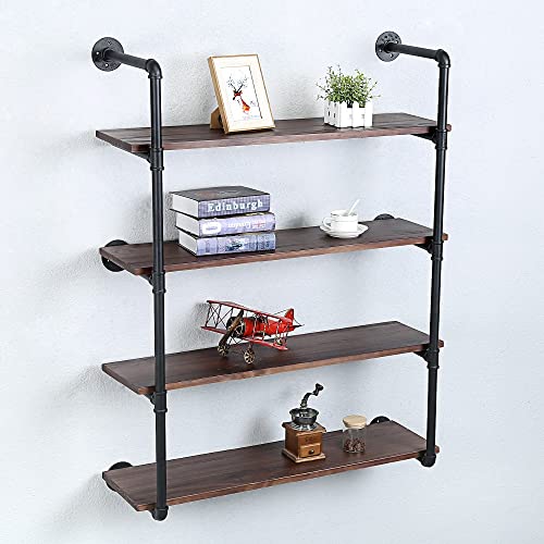 Industrial Pipe Shelves With Wood Planks