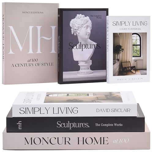 Decorative Coffee Table Books for Home Décor Accents Bookshelf Decor with Real Blank Pages and Removable Covers Set of 3 Mid Century Modern Fake Books for Decoration Room Decor Aesthetic (3 Count)