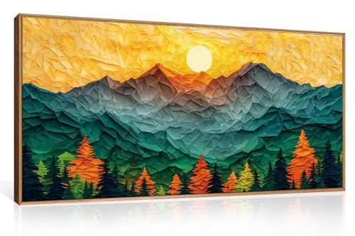 Abstract Boho Mountain Framed Canvas Wall Art Set