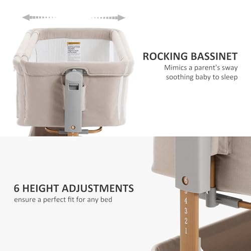 3-in-1 Baby Bassinet, Bedside Sleeper & Rocking Bassinet for Newborn