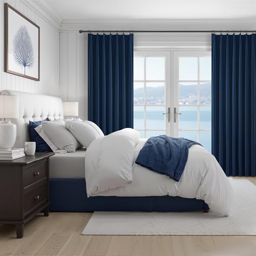 Navy Blue Blackout Curtains 90 Inch Length for Kids