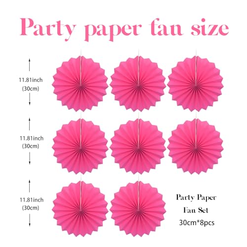 Hot Pink Party Decorations Hot Pink Hanging Paper Round Fans Bulk 12inch