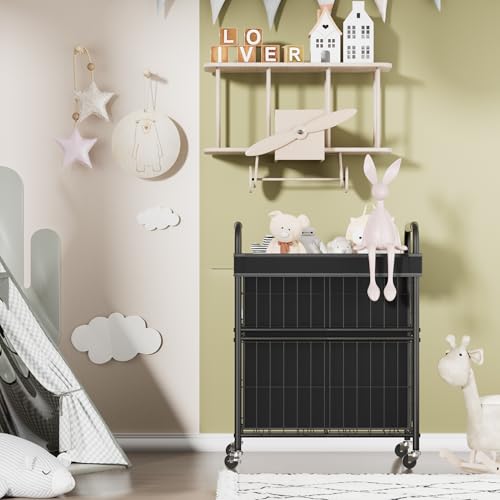 110L Rolling laundry Sorter Hamper Basket 2 Section with Wheels