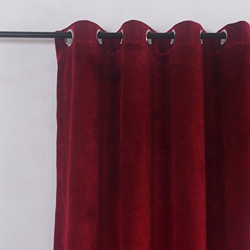 Set of 2 Classic Blackout Velvet Curtains Panels Home Theater Grommet Drapes Eyelet 52Wx84L (2 Count)