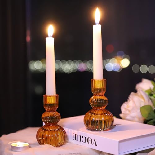 Amber Taper Candle Holders 4.3" H for Halloween (3 Count)