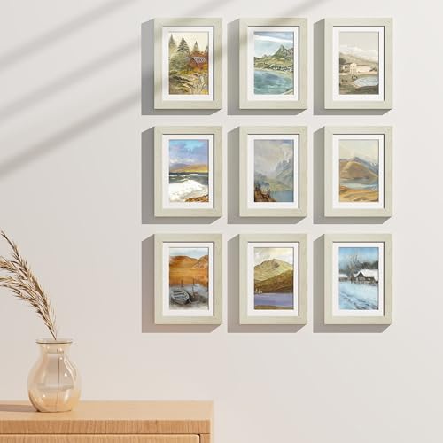 5x7 Picture Frames Set of 9 for Wall Mount or Tabletop (9 Count)