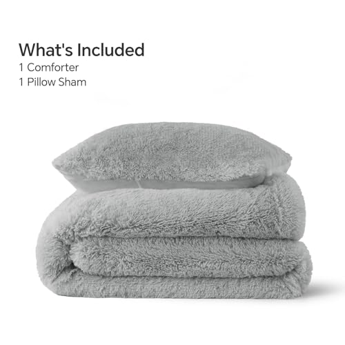Grey Fluffy Comforter Set Twin