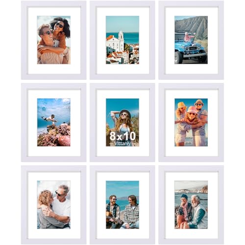 8x10 Picture Frames Set of 9 for Wall or Tabletop Display (9 Count)